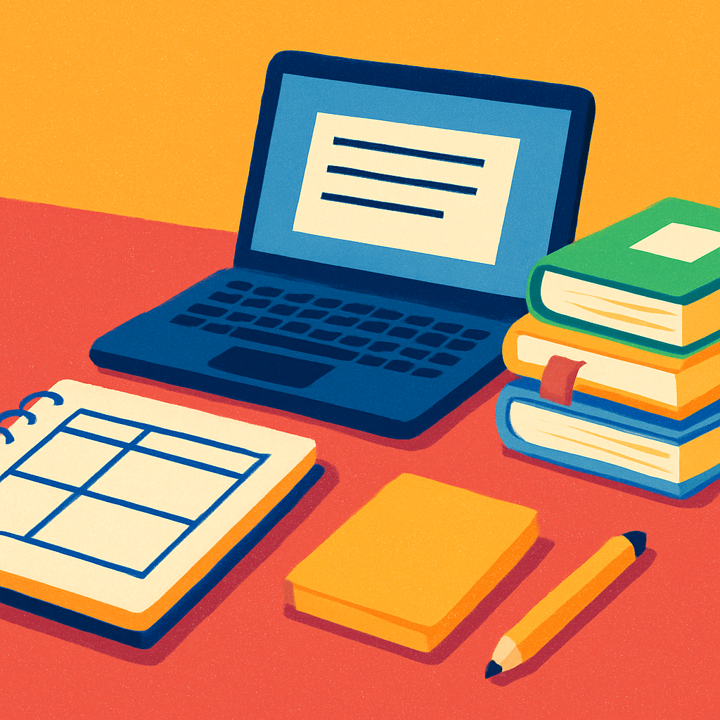 Lista de livros da faculdade organizada entre comprar, emprestar e usar digital