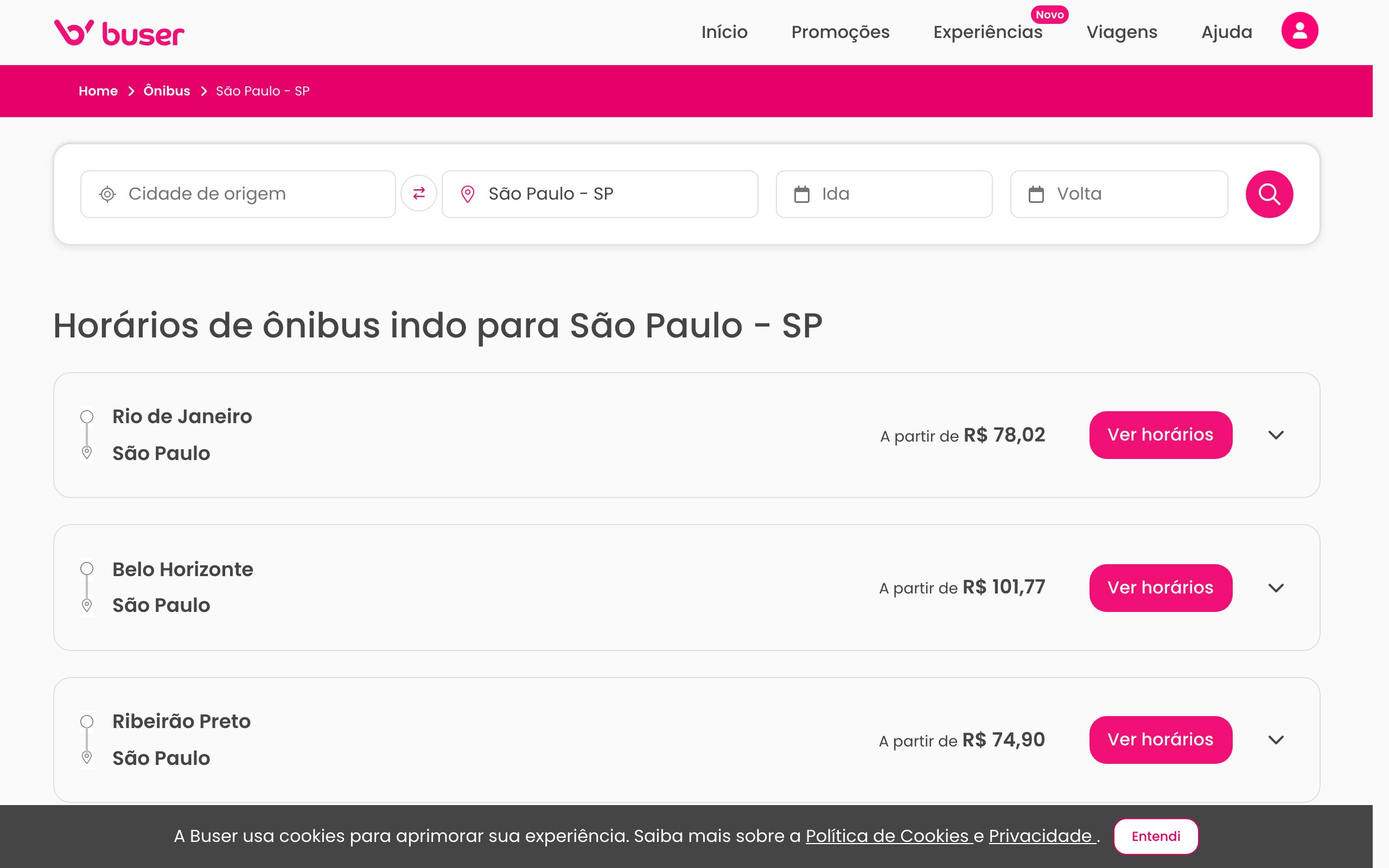 Ônibus para São Paulo - SP | Buser — Buser